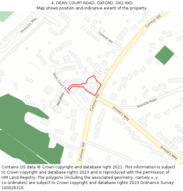 4, DEAN COURT ROAD, OXFORD, OX2 9XD: Location map and indicative extent of plot