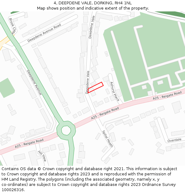 4, DEEPDENE VALE, DORKING, RH4 1NL: Location map and indicative extent of plot