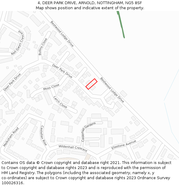 4, DEER PARK DRIVE, ARNOLD, NOTTINGHAM, NG5 8SF: Location map and indicative extent of plot