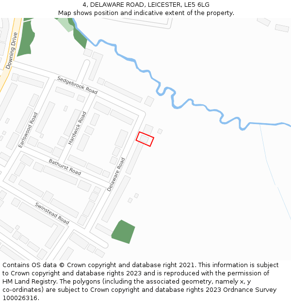 4, DELAWARE ROAD, LEICESTER, LE5 6LG: Location map and indicative extent of plot