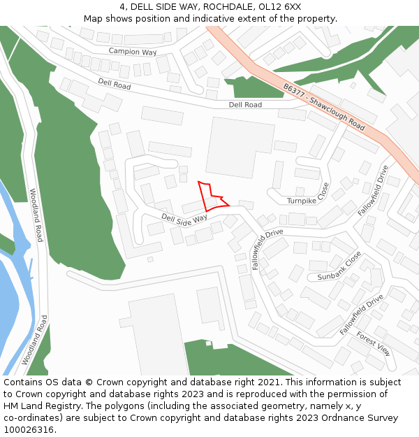 4, DELL SIDE WAY, ROCHDALE, OL12 6XX: Location map and indicative extent of plot