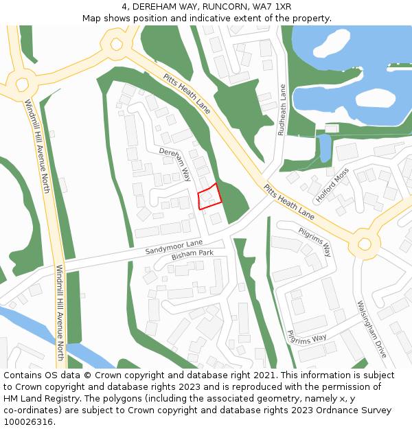 4, DEREHAM WAY, RUNCORN, WA7 1XR: Location map and indicative extent of plot