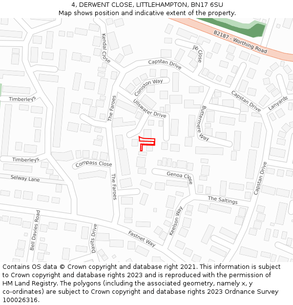 4, DERWENT CLOSE, LITTLEHAMPTON, BN17 6SU: Location map and indicative extent of plot