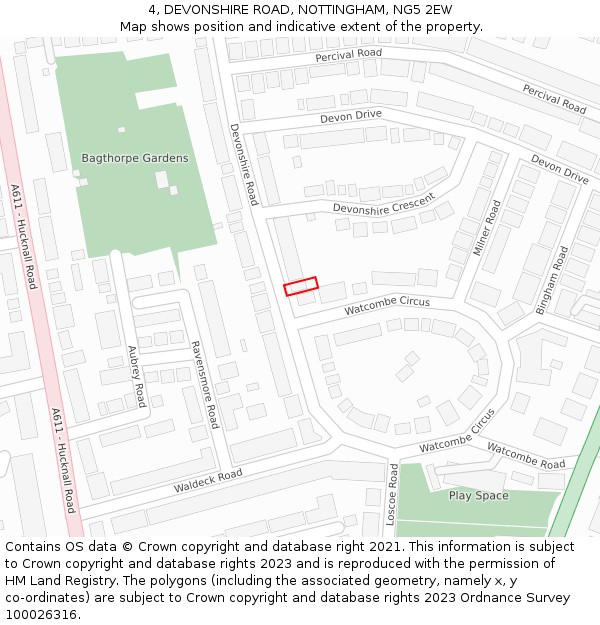 4, DEVONSHIRE ROAD, NOTTINGHAM, NG5 2EW: Location map and indicative extent of plot