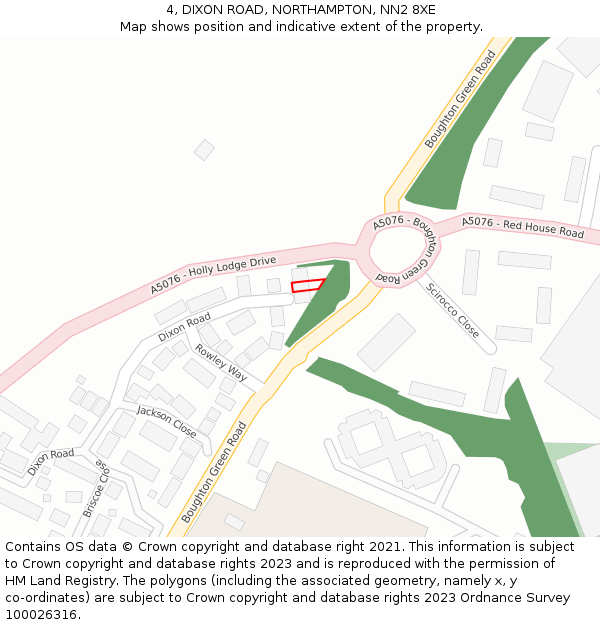 4, DIXON ROAD, NORTHAMPTON, NN2 8XE: Location map and indicative extent of plot