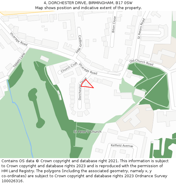 4, DORCHESTER DRIVE, BIRMINGHAM, B17 0SW: Location map and indicative extent of plot