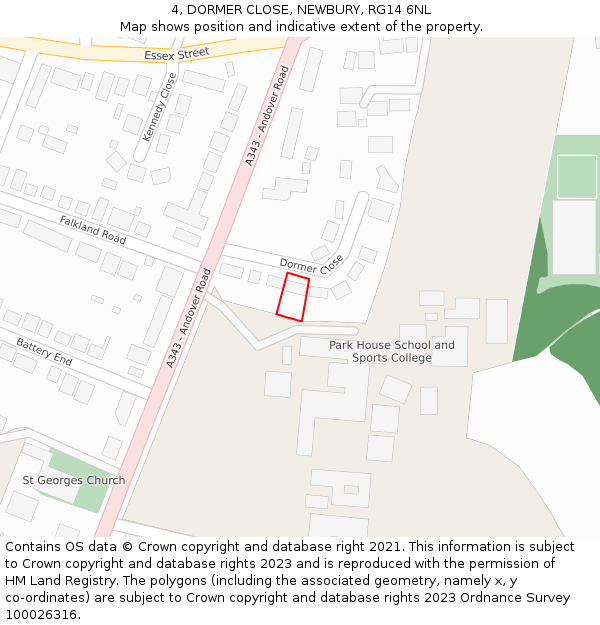 4, DORMER CLOSE, NEWBURY, RG14 6NL: Location map and indicative extent of plot
