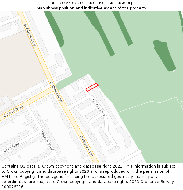 4, DORMY COURT, NOTTINGHAM, NG6 9LJ: Location map and indicative extent of plot