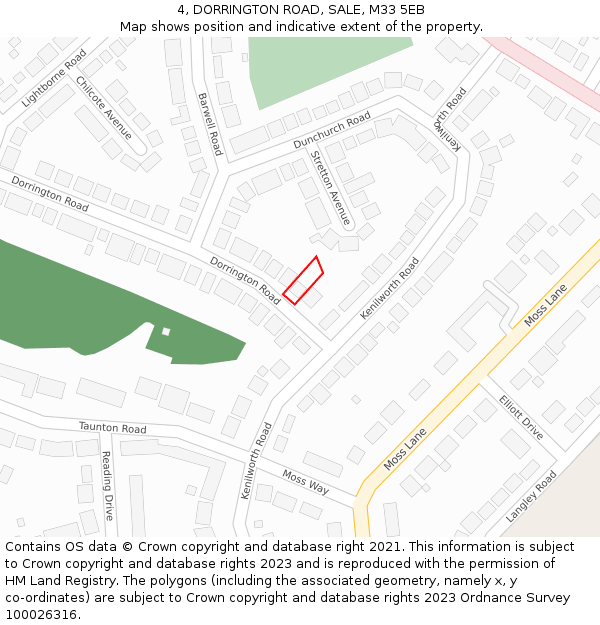 4, DORRINGTON ROAD, SALE, M33 5EB: Location map and indicative extent of plot
