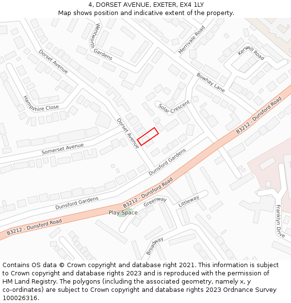 4, DORSET AVENUE, EXETER, EX4 1LY: Location map and indicative extent of plot