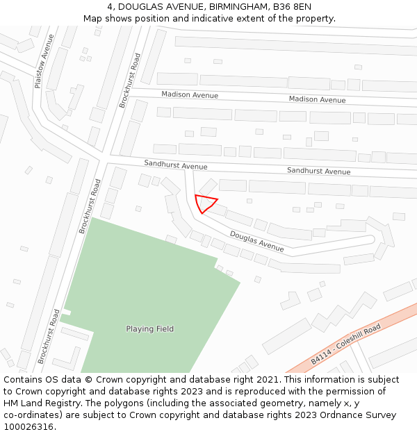 4, DOUGLAS AVENUE, BIRMINGHAM, B36 8EN: Location map and indicative extent of plot