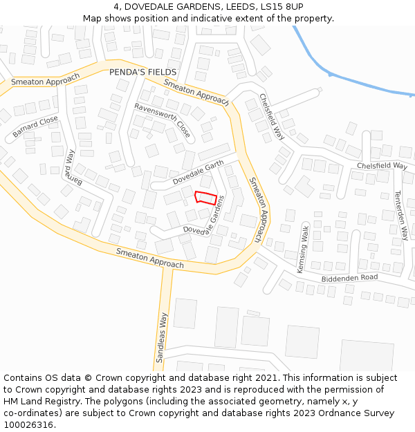 4, DOVEDALE GARDENS, LEEDS, LS15 8UP: Location map and indicative extent of plot