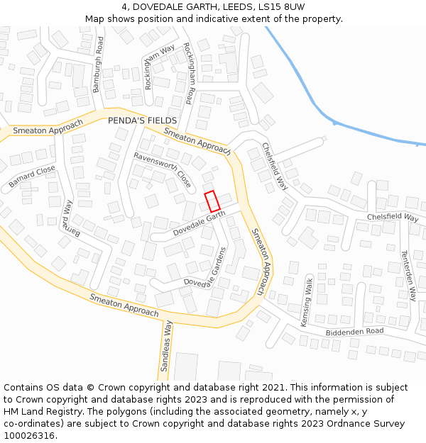 4, DOVEDALE GARTH, LEEDS, LS15 8UW: Location map and indicative extent of plot