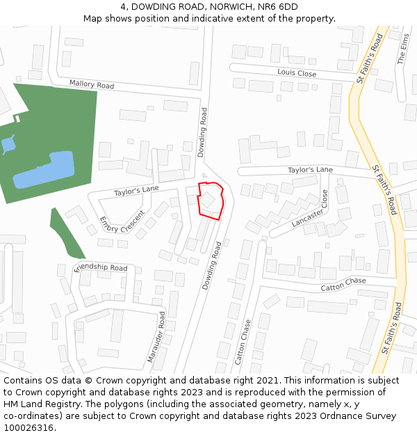 4, DOWDING ROAD, NORWICH, NR6 6DD: Location map and indicative extent of plot