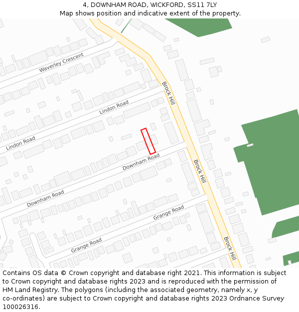 4, DOWNHAM ROAD, WICKFORD, SS11 7LY: Location map and indicative extent of plot