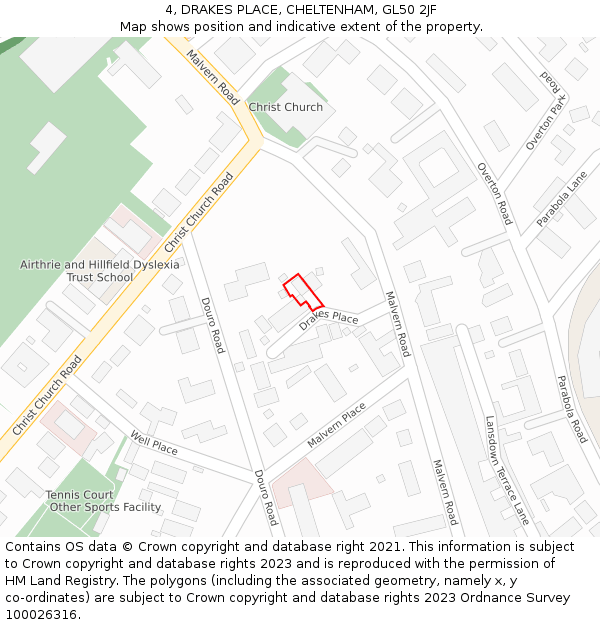 4, DRAKES PLACE, CHELTENHAM, GL50 2JF: Location map and indicative extent of plot