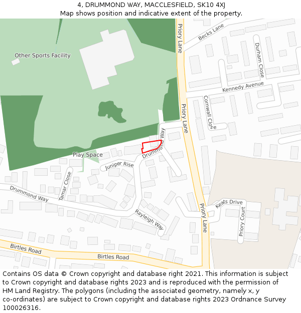 4, DRUMMOND WAY, MACCLESFIELD, SK10 4XJ: Location map and indicative extent of plot