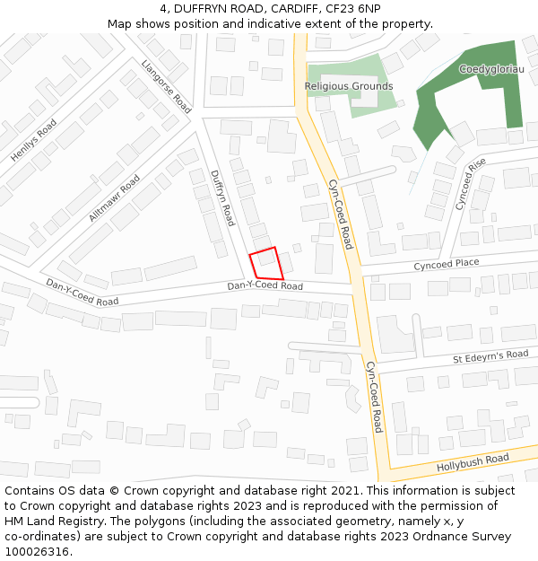 4, DUFFRYN ROAD, CARDIFF, CF23 6NP: Location map and indicative extent of plot