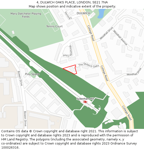 4, DULWICH OAKS PLACE, LONDON, SE21 7NA: Location map and indicative extent of plot