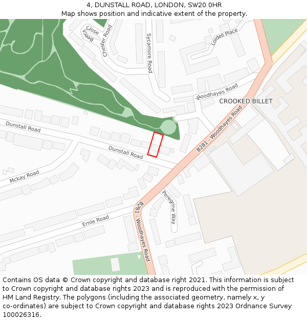 4, DUNSTALL ROAD, LONDON, SW20 0HR: Location map and indicative extent of plot