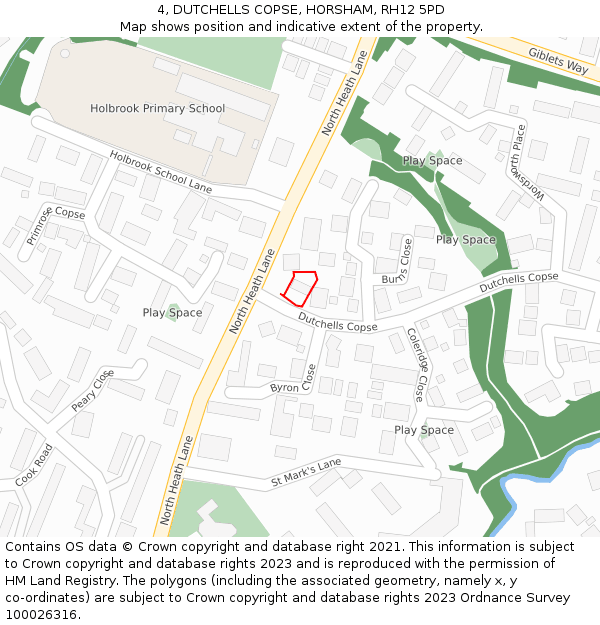 4, DUTCHELLS COPSE, HORSHAM, RH12 5PD: Location map and indicative extent of plot