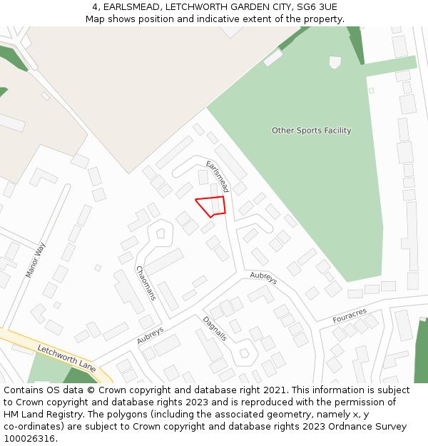 4, EARLSMEAD, LETCHWORTH GARDEN CITY, SG6 3UE: Location map and indicative extent of plot