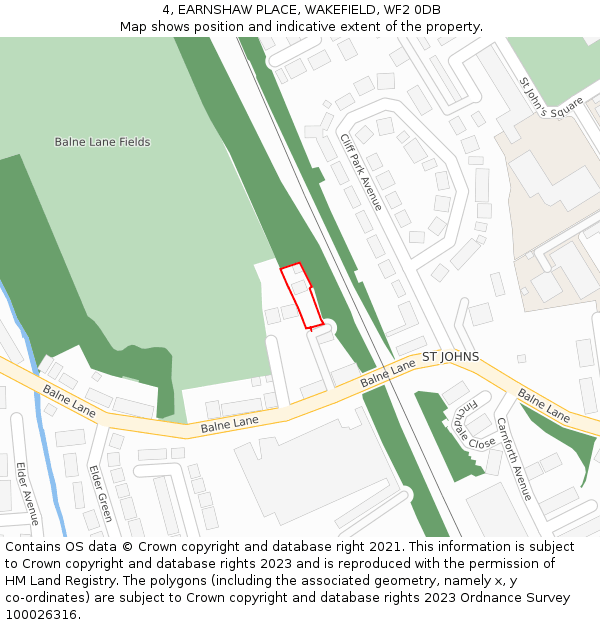 4, EARNSHAW PLACE, WAKEFIELD, WF2 0DB: Location map and indicative extent of plot