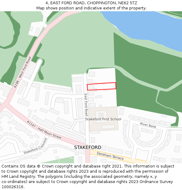 4, EAST FORD ROAD, CHOPPINGTON, NE62 5TZ: Location map and indicative extent of plot