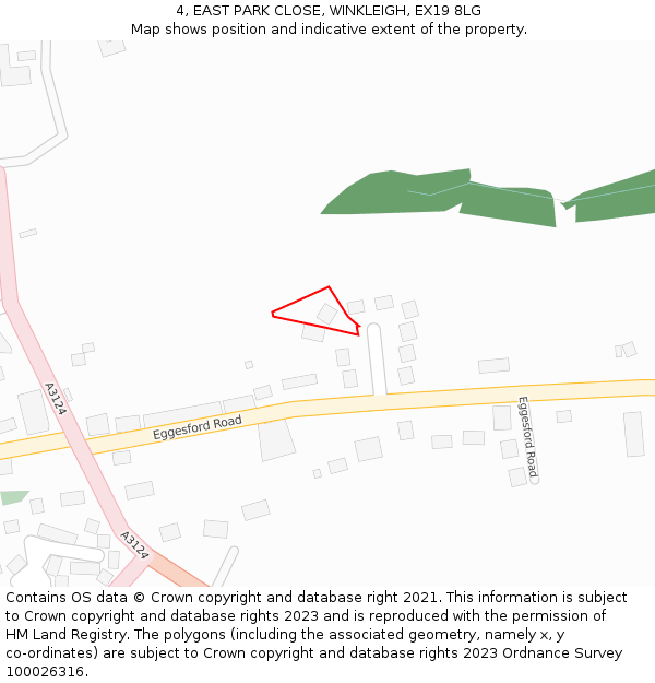 4, EAST PARK CLOSE, WINKLEIGH, EX19 8LG: Location map and indicative extent of plot