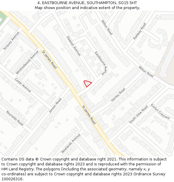 4, EASTBOURNE AVENUE, SOUTHAMPTON, SO15 5HT: Location map and indicative extent of plot