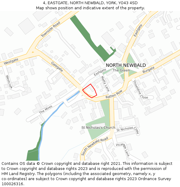 4, EASTGATE, NORTH NEWBALD, YORK, YO43 4SD: Location map and indicative extent of plot