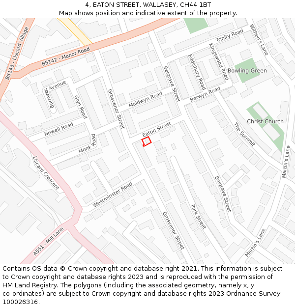 4, EATON STREET, WALLASEY, CH44 1BT: Location map and indicative extent of plot