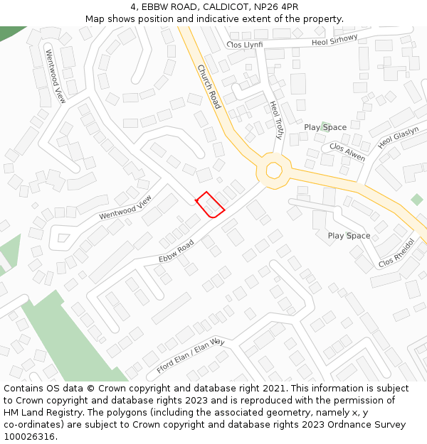 4, EBBW ROAD, CALDICOT, NP26 4PR: Location map and indicative extent of plot
