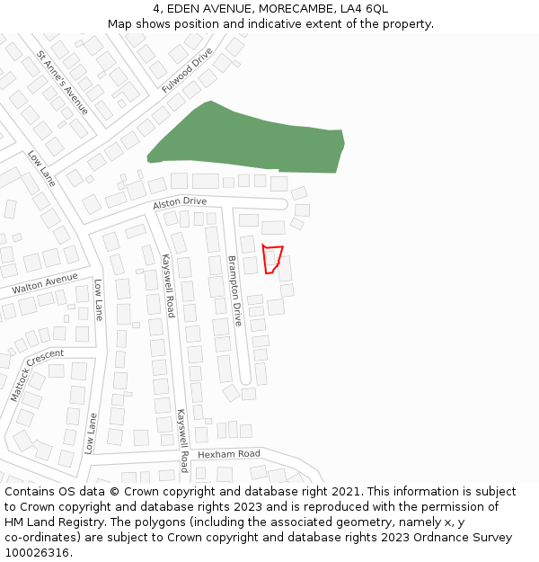 4, EDEN AVENUE, MORECAMBE, LA4 6QL: Location map and indicative extent of plot
