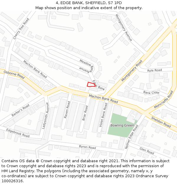 4, EDGE BANK, SHEFFIELD, S7 1PD: Location map and indicative extent of plot