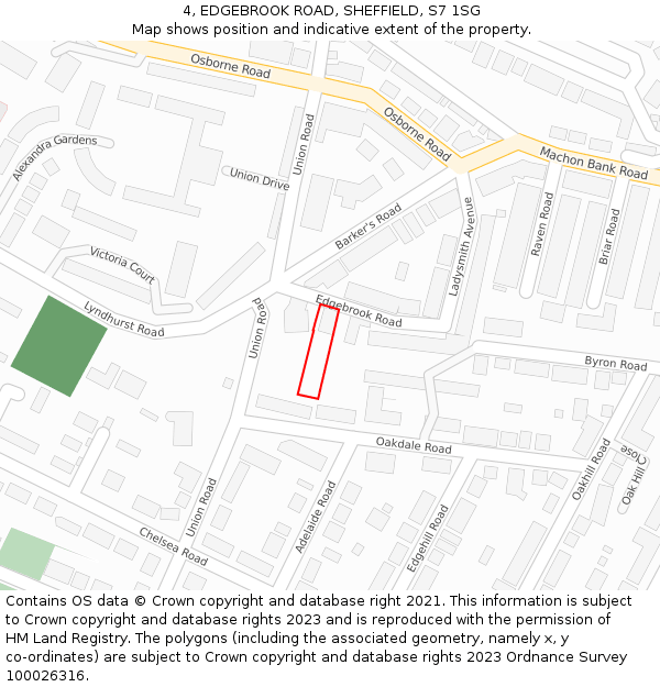 4, EDGEBROOK ROAD, SHEFFIELD, S7 1SG: Location map and indicative extent of plot