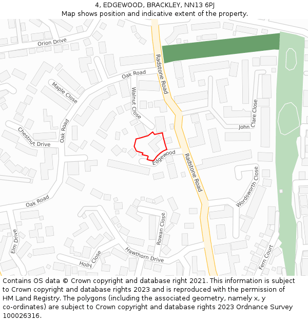 4, EDGEWOOD, BRACKLEY, NN13 6PJ: Location map and indicative extent of plot
