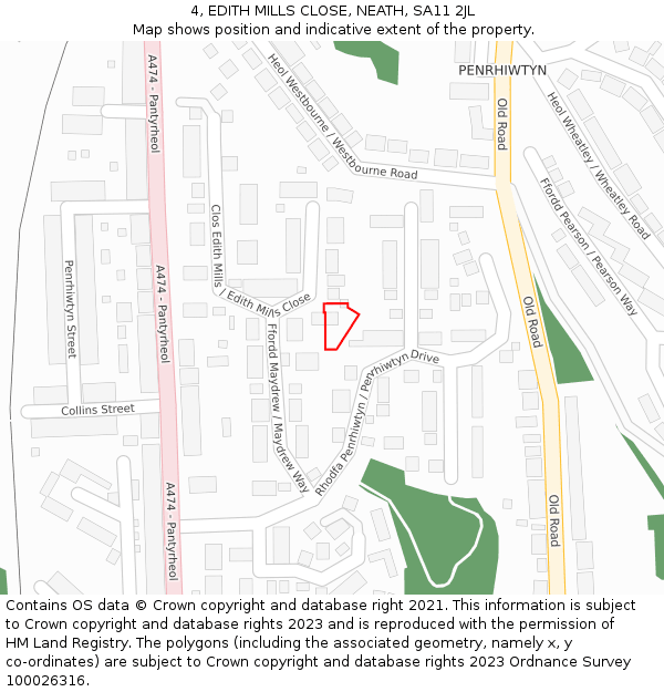4, EDITH MILLS CLOSE, NEATH, SA11 2JL: Location map and indicative extent of plot