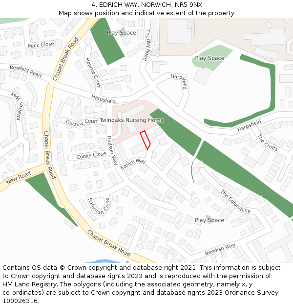 4, EDRICH WAY, NORWICH, NR5 9NX: Location map and indicative extent of plot