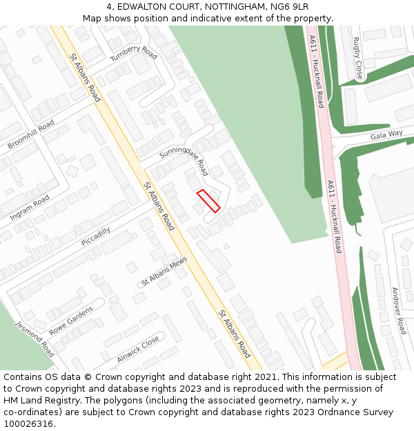 4, EDWALTON COURT, NOTTINGHAM, NG6 9LR: Location map and indicative extent of plot