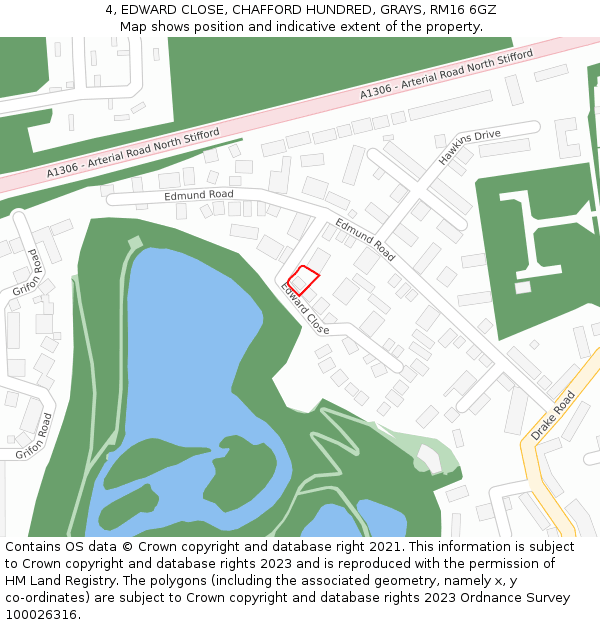 4, EDWARD CLOSE, CHAFFORD HUNDRED, GRAYS, RM16 6GZ: Location map and indicative extent of plot