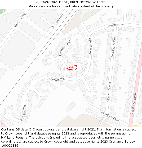 4, EDWARDIAN DRIVE, BRIDLINGTON, YO15 3TF: Location map and indicative extent of plot