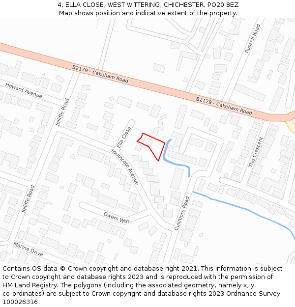 4, ELLA CLOSE, WEST WITTERING, CHICHESTER, PO20 8EZ: Location map and indicative extent of plot