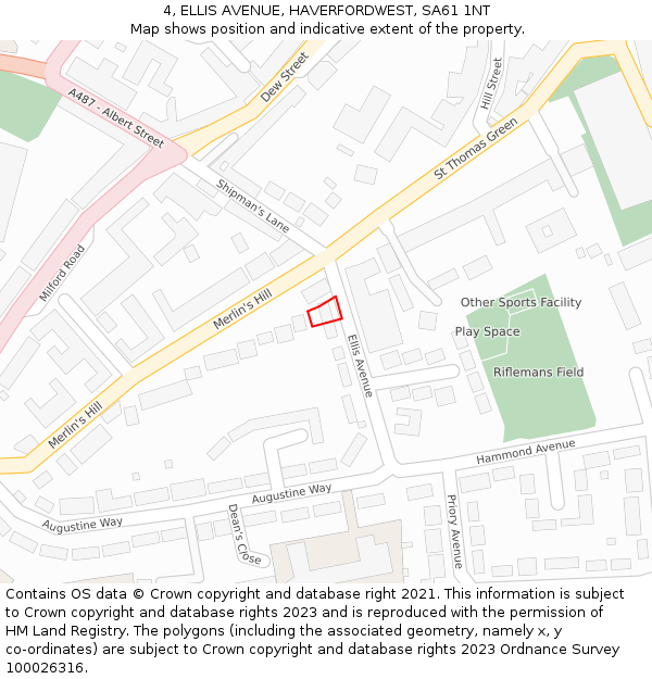 4, ELLIS AVENUE, HAVERFORDWEST, SA61 1NT: Location map and indicative extent of plot