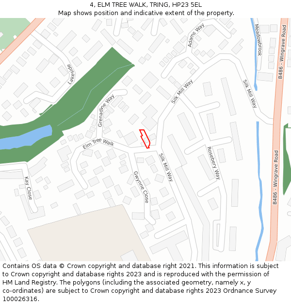 4, ELM TREE WALK, TRING, HP23 5EL: Location map and indicative extent of plot