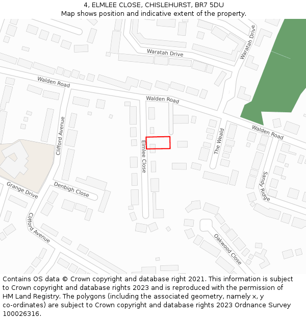 4, ELMLEE CLOSE, CHISLEHURST, BR7 5DU: Location map and indicative extent of plot