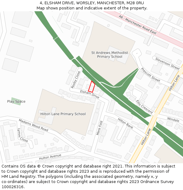 4, ELSHAM DRIVE, WORSLEY, MANCHESTER, M28 0RU: Location map and indicative extent of plot