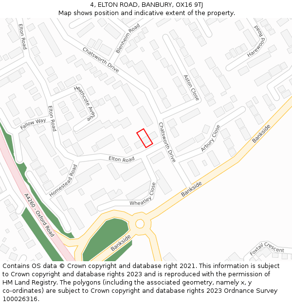 4, ELTON ROAD, BANBURY, OX16 9TJ: Location map and indicative extent of plot