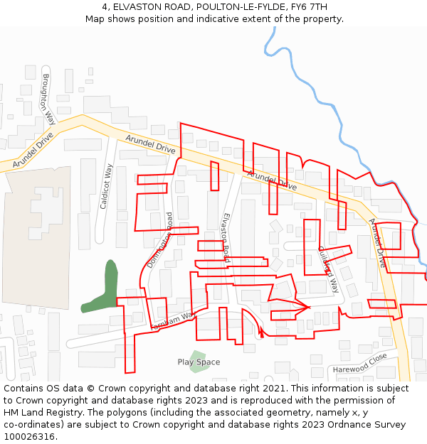 4, ELVASTON ROAD, POULTON-LE-FYLDE, FY6 7TH: Location map and indicative extent of plot