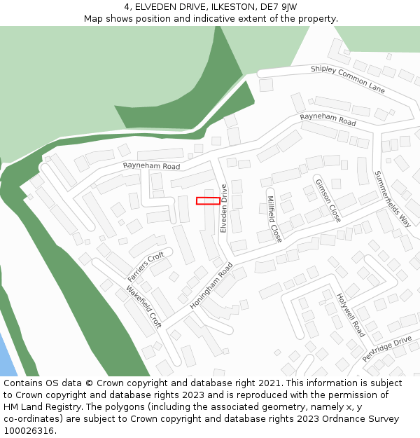 4, ELVEDEN DRIVE, ILKESTON, DE7 9JW: Location map and indicative extent of plot